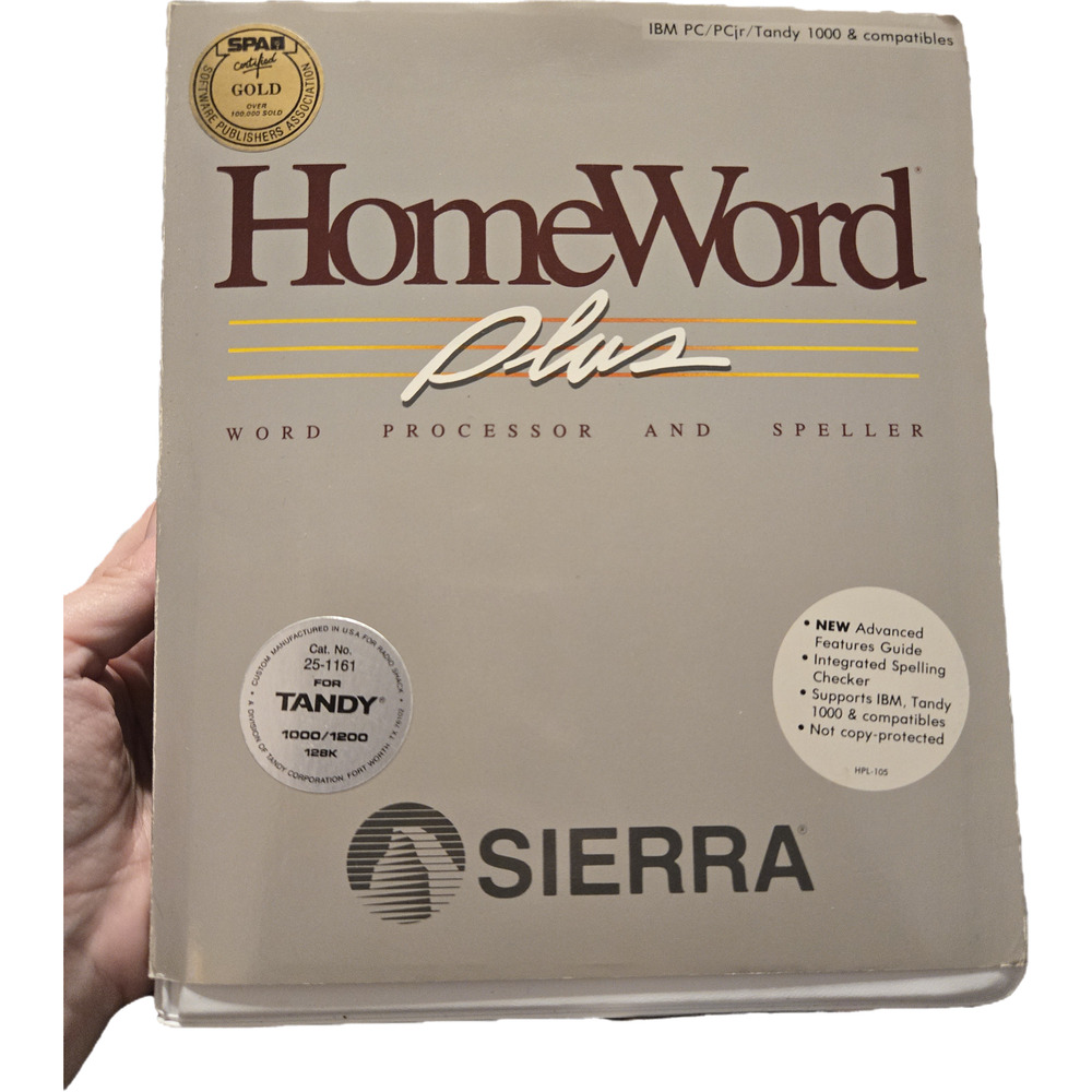 HomeWord Plus Sierra Word Processor and Speller Vintage IBM Tandy Software